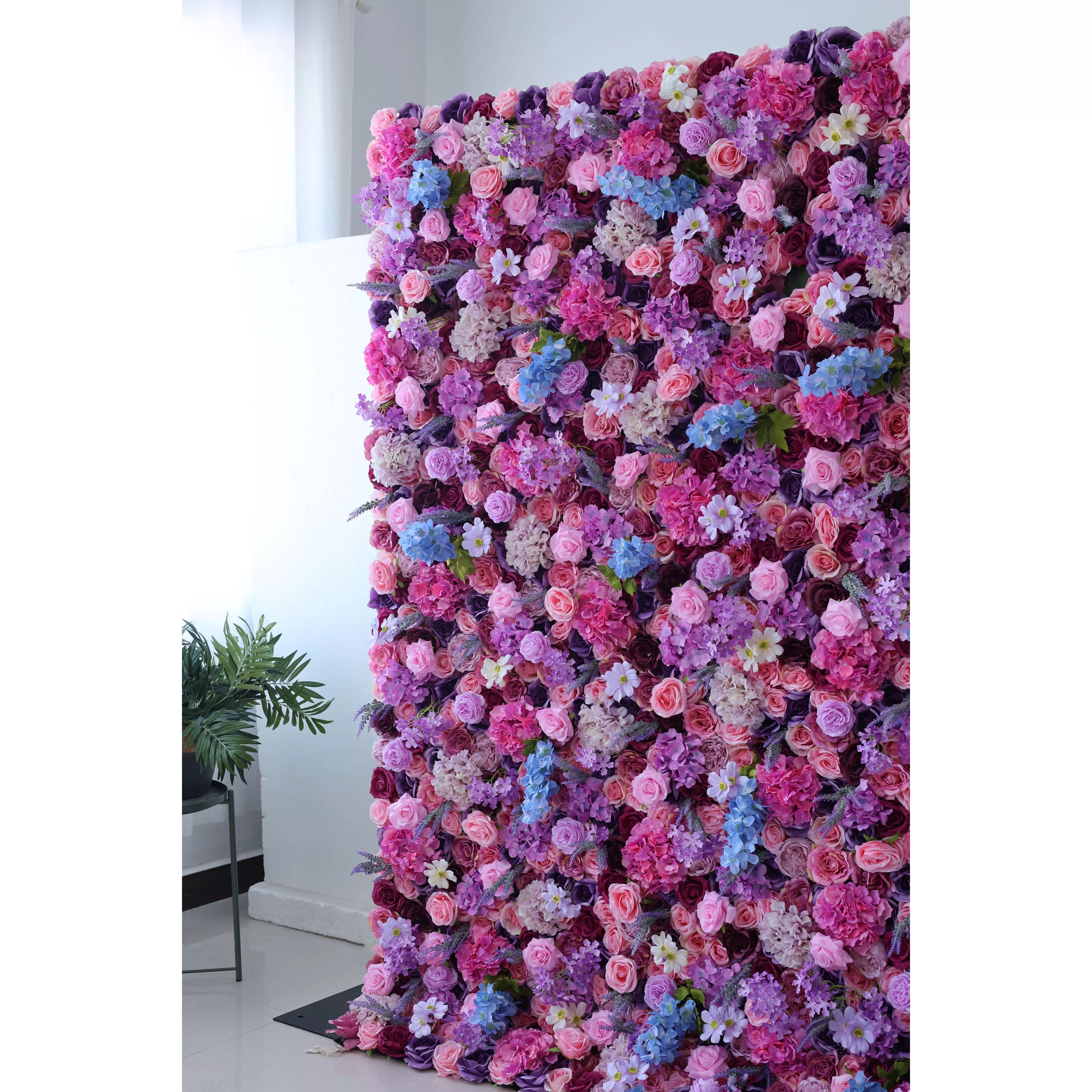 ValarFlowers Artificial Floral Wall Backdrop: Hipnotizante Magenta Medley - Mergulhe em uma delícia sonhadora de roxos e rosas-VF-246