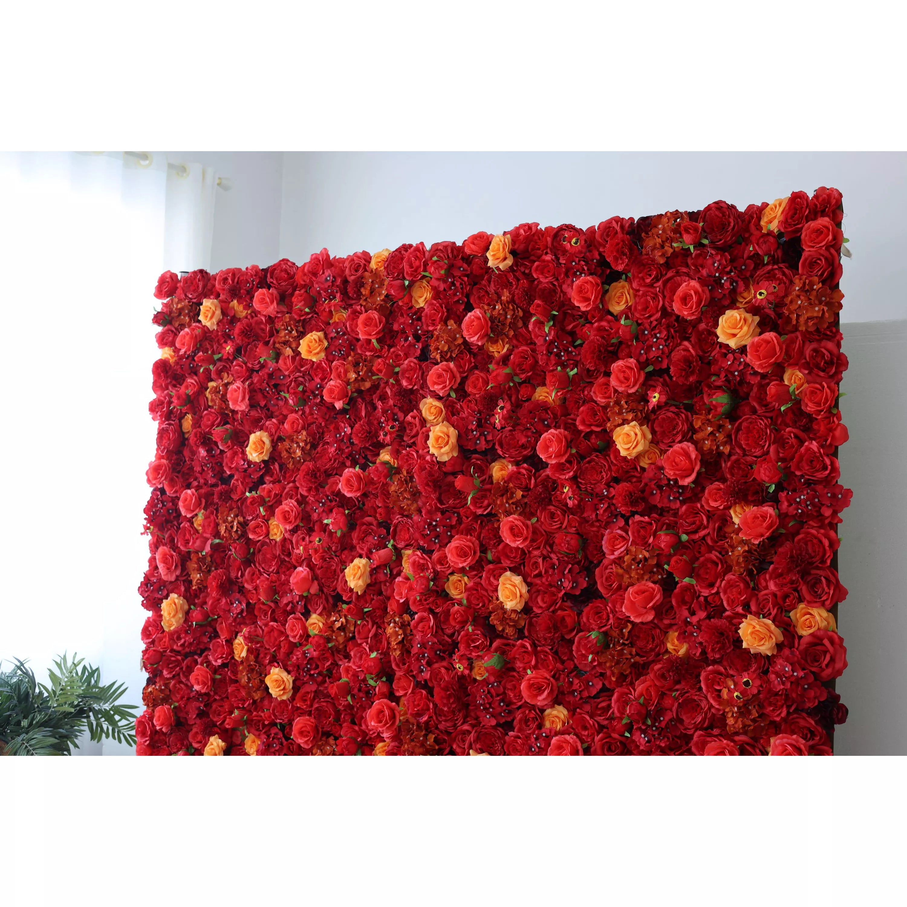 ValarFlowers Artificial Floral de la pared telón de fondo: Resplandor rojo radiante-el pináculo apasionado de la Elegance-VF-245 floral