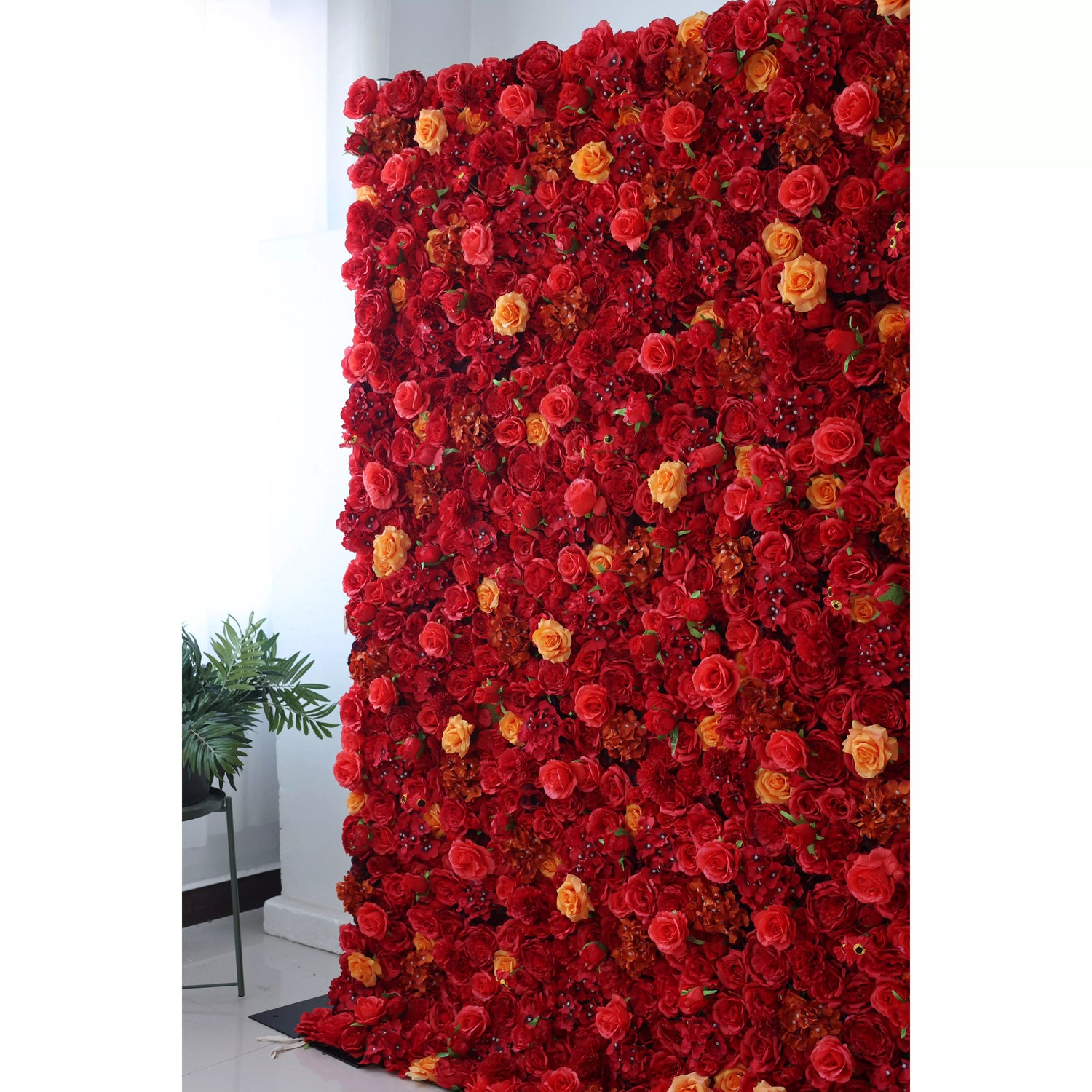 ValarFlowers Artificial Floral Wall Backdrop: Radiant Red Resplendence - The Passionate Pinnacle of Floral Elegance-VF-245