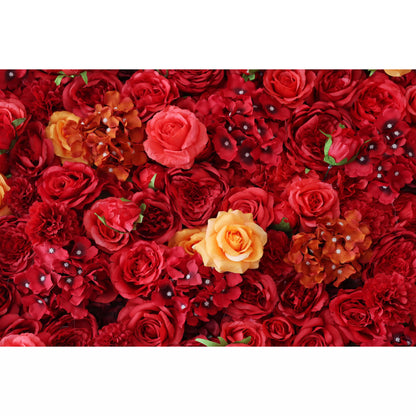 Fond de mur floral artificiel ValarFlowers: Resplendence rouge radieux-Le pinacle passionné de la Elegance-VF-245 florale