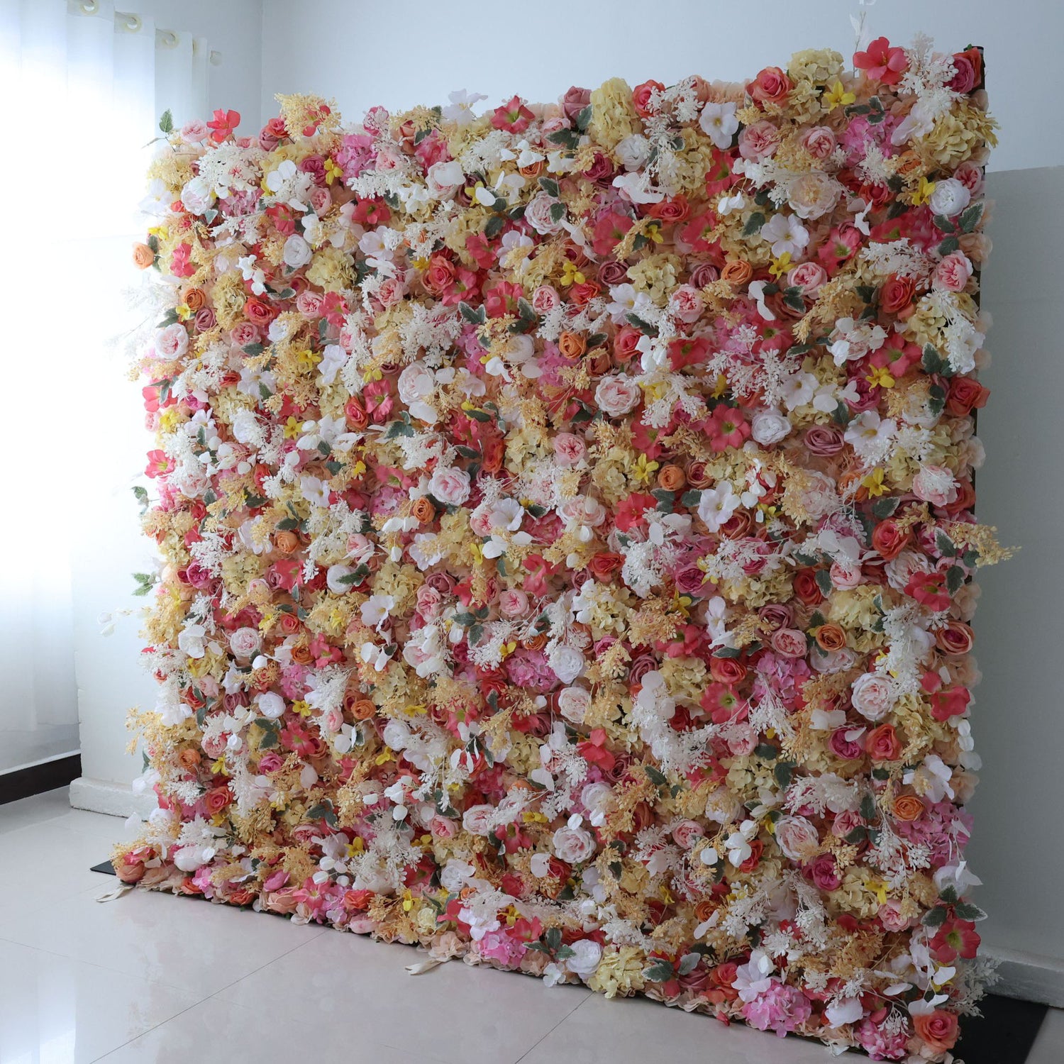 Valar Flowers Roll Up Fabric Artificial Flower Wall Wedding Backdrop, Floral Party Decor, Event Photography-VF-336