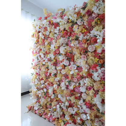 Valar Flowers Roll Up Fabric Artificial Flower Wall Wedding Backdrop, Floral Party Decor, Event Photography-VF-336