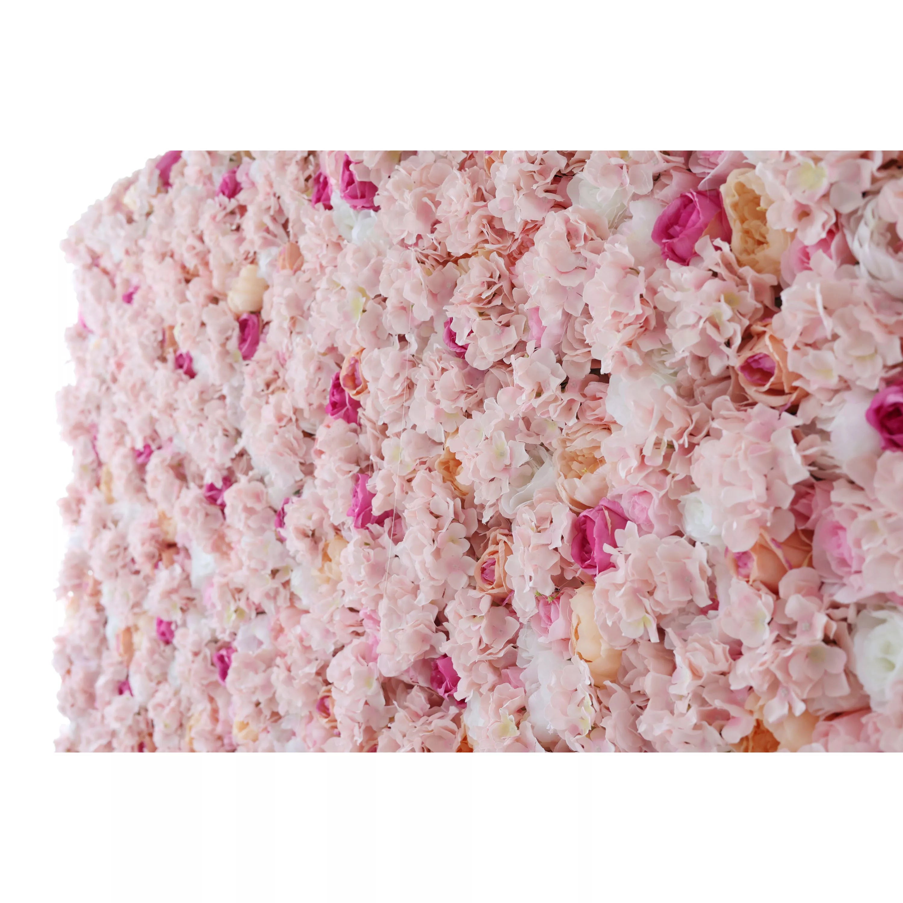 ValarFlowers Fondo de pared floral artificial: Pink Paradise - Un encantador mar de suavidad-VF-244