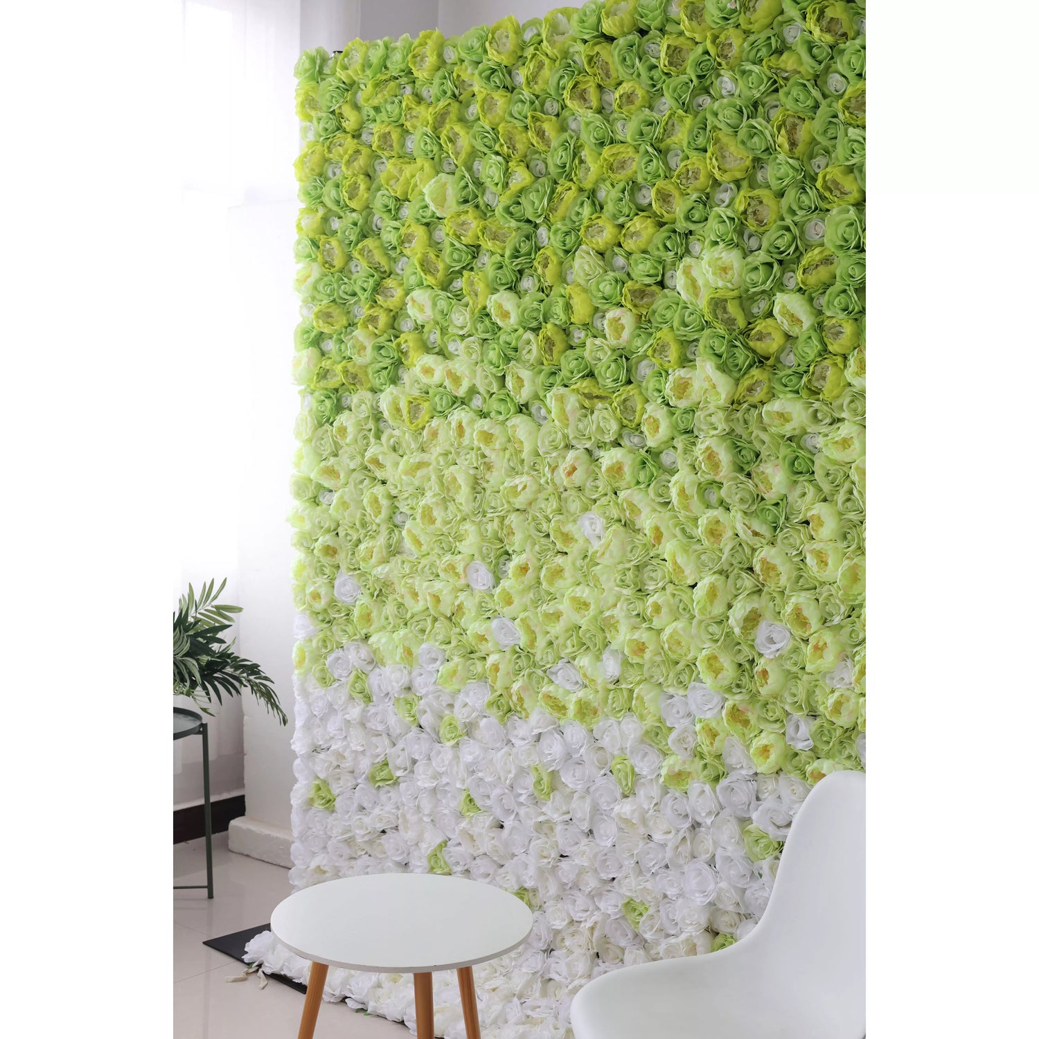 Valar Flowers Künstlicher Blumen wand hintergrund: Gelassene Frühlings-Steigung-Ein sanfter Übergang von Kalk üppig zu Kristall Clear-VF-249