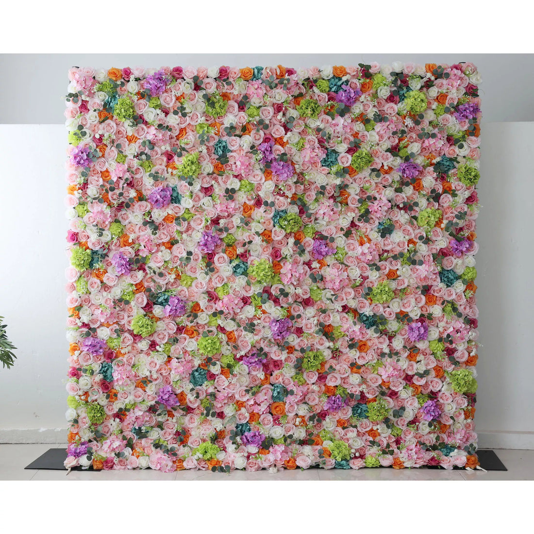 ValarFlowers Artificial Floral Wall Backdrop: Gala Jardim Encantado - Uma dança deslumbrante de tons delicados e flores vibrantes.-VF-248