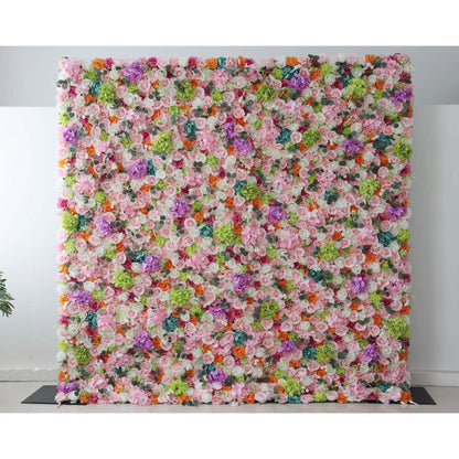 ValarFlowers Artificial Floral Wall Backdrop: Gala Jardim Encantado - Uma dança deslumbrante de tons delicados e flores vibrantes.-VF-248