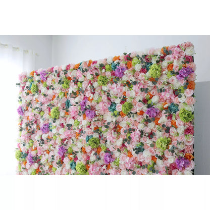 Valar Flowers Künstlicher Blumen wand hintergrund: Verzauberte Garten gala-Ein schillerender Tanz aus zarten Farben und lebendigen Blüten.-VF-248