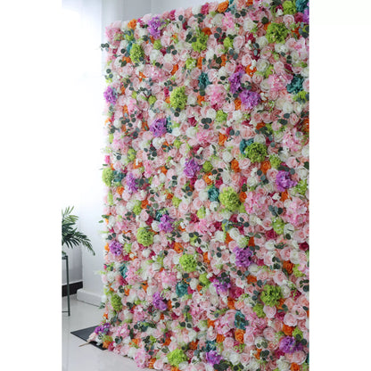 ValarFlowers Artificial Floral Wall Backdrop: Gala Jardim Encantado - Uma dança deslumbrante de tons delicados e flores vibrantes.-VF-248