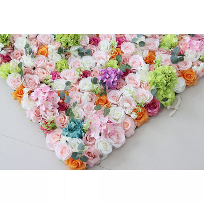 ValarFlowers Artificial Floral Wall Backdrop: Enchanted Garden Gala-Una danza deslumbrante de tonos delicados y flores vibrantes-VF-248