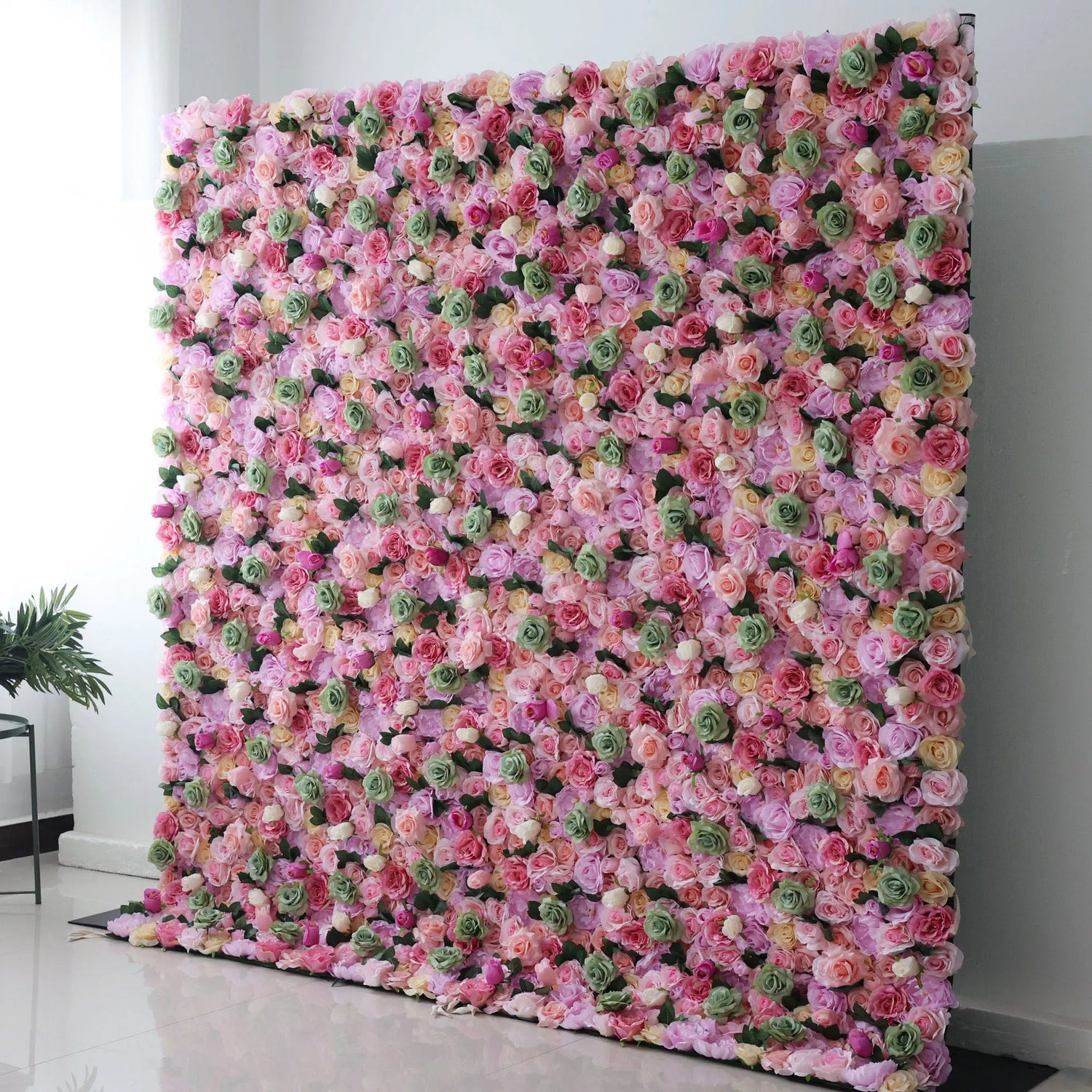 Valar Flowers Roll Up Fabric Artificial Flower Wall Wedding Backdrop, Floral Party Decor, Event Photography-VF-022