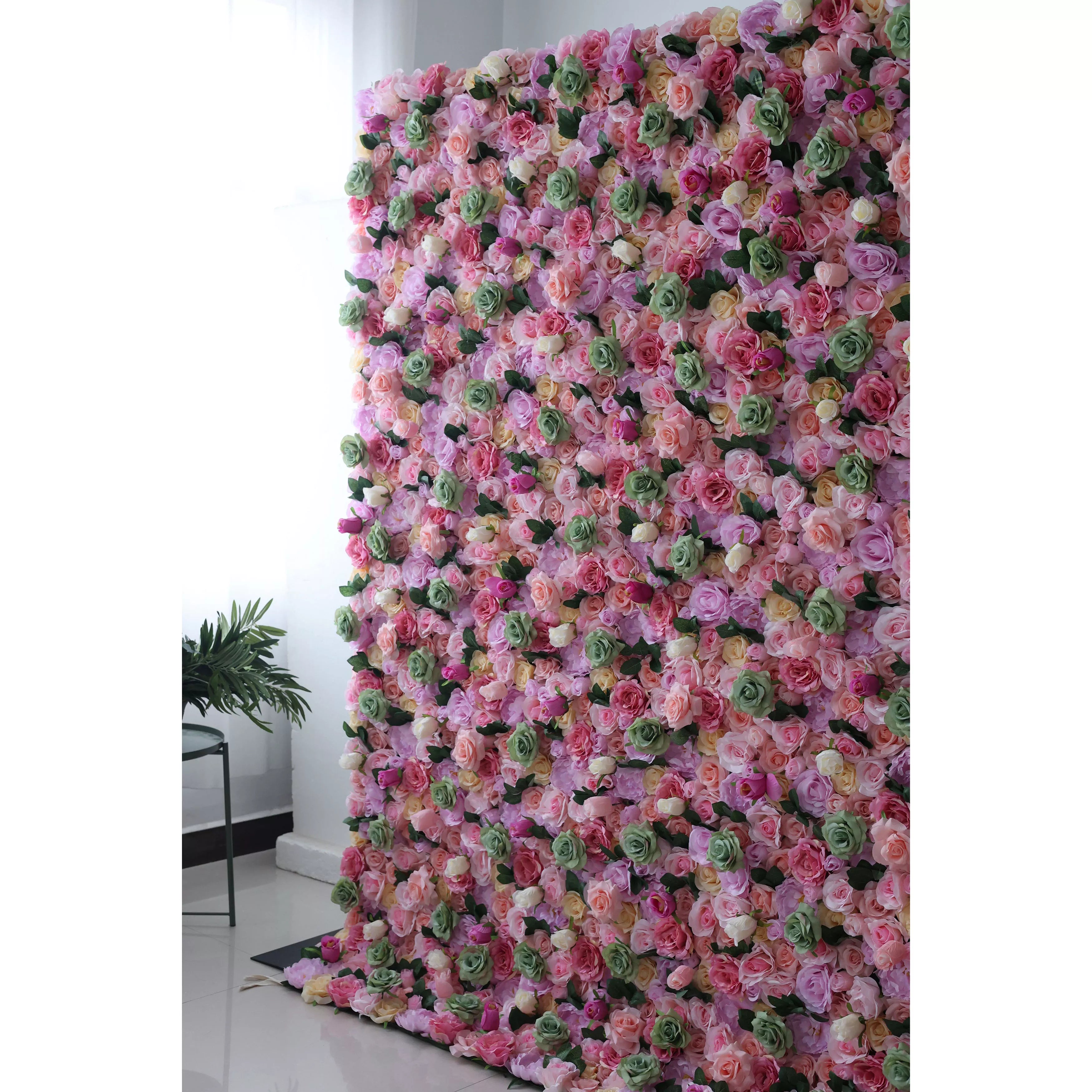 Valar Flowers Roll Up Fabric Artificial Flower Wall Wedding Backdrop, Floral Party Decor, Event Photography-VF-022