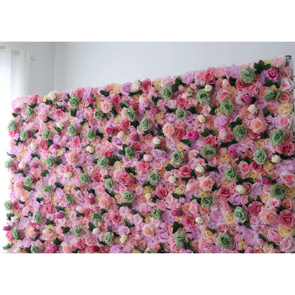 Valar Flowers Roll Up Fabric Artificial Flower Wall Wedding Backdrop, Floral Party Decor, Event Photography-VF-022