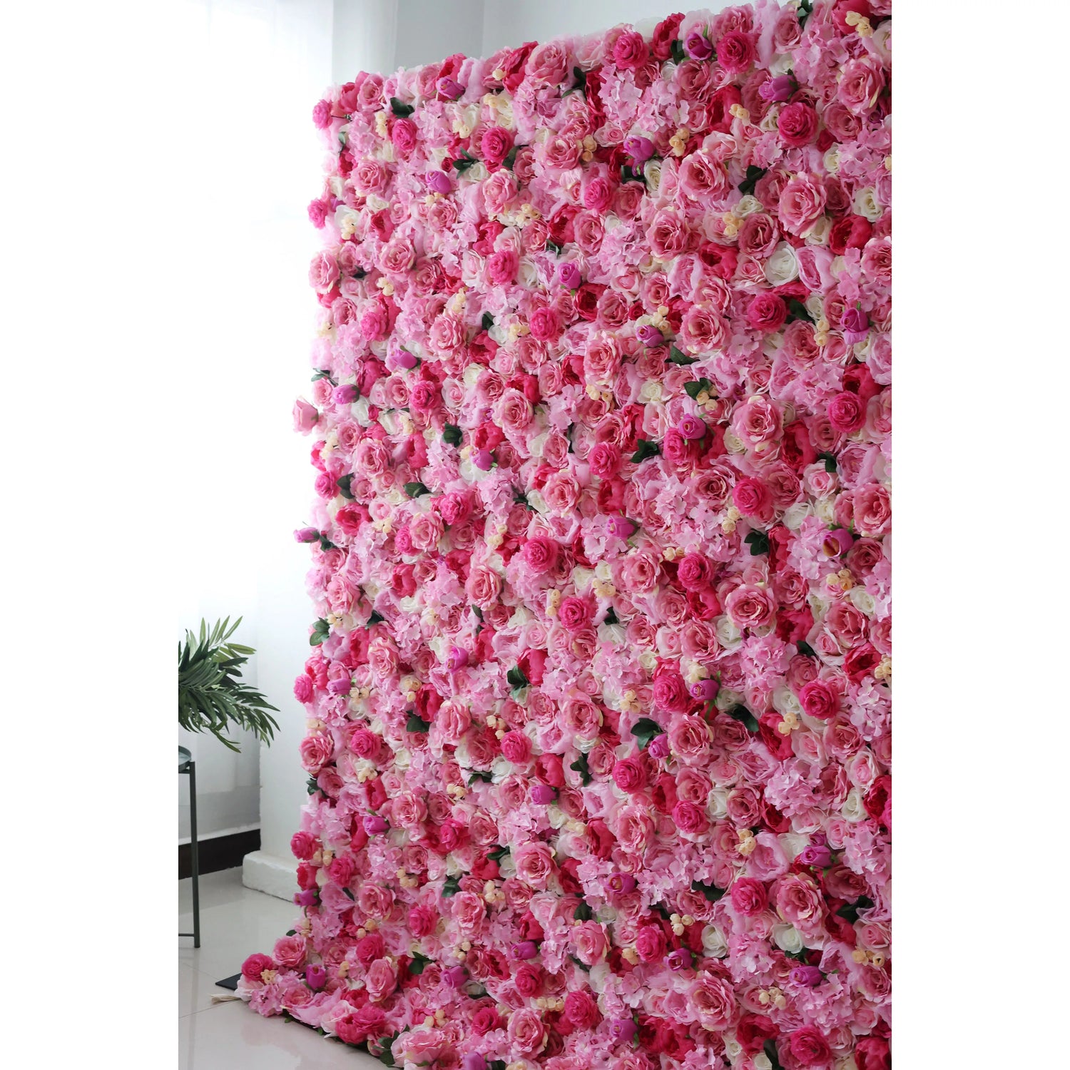 Valar Flowers Roll Up Fabric Artificial Flower Wall Wedding Backdrop, Floral Party Decor, Event Photography-VF-031