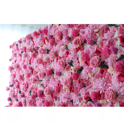 Valar Flowers Roll Up Fabric Artificial Flower Wall Wedding Backdrop, Floral Party Decor, Event Photography-VF-031