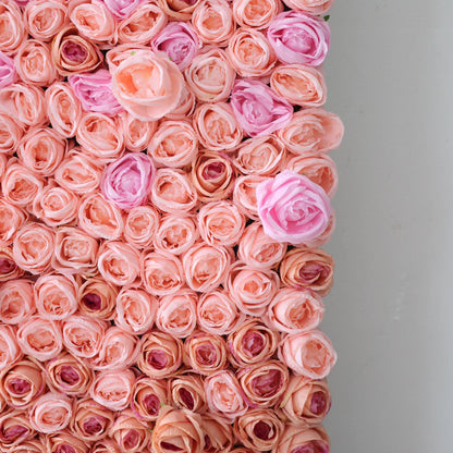 Valar Flowers Roll Up Fondo de pared de flores artificiales: Degradado de rosa radiante - Una paleta apasionada de vívido a delicado-VF-239-2