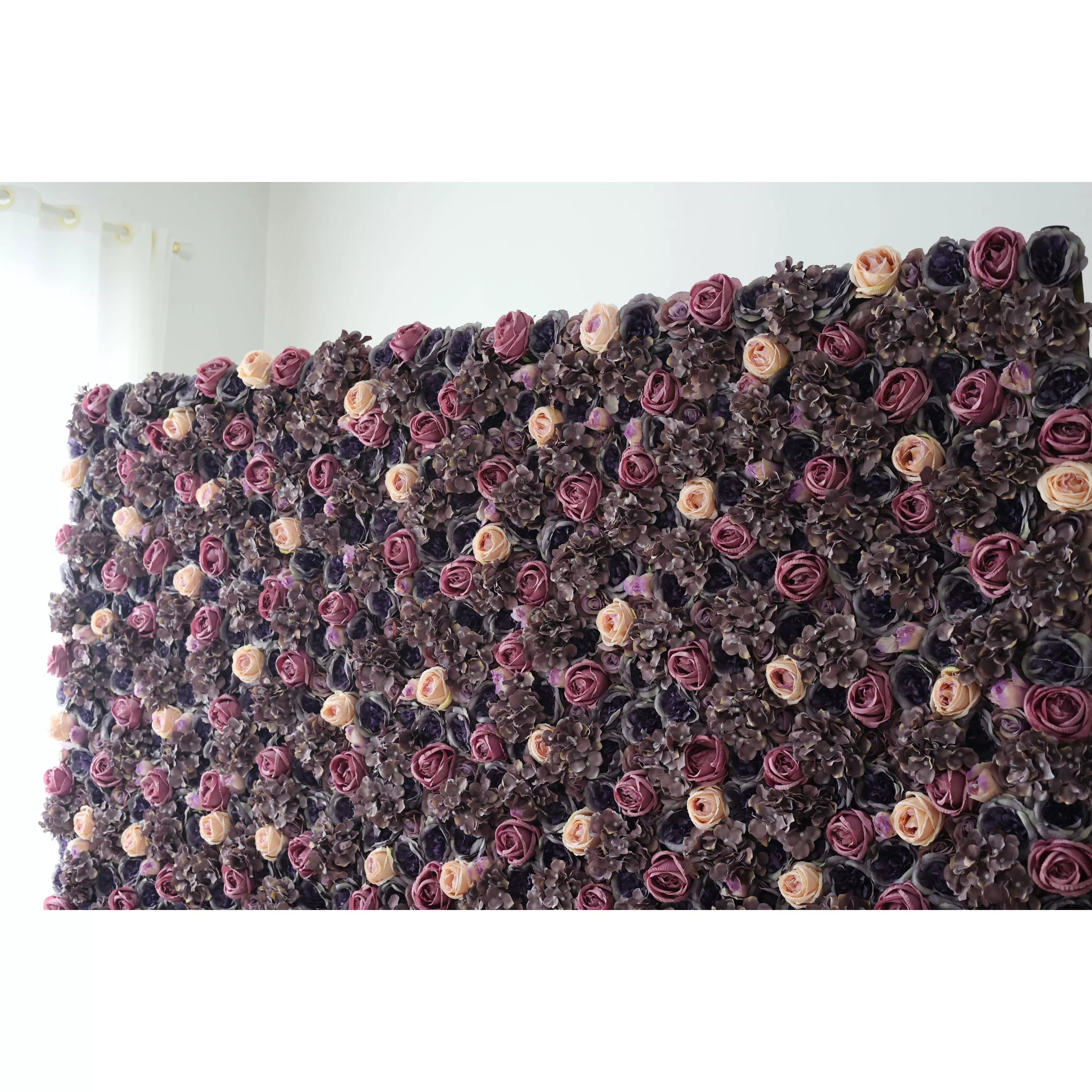 ValarFlowers Artificial Floral Parede Fundo: Regal Roses Reverie - Um Labirinto Luxuoso de Lavanda e Lilás Tons-VF-247