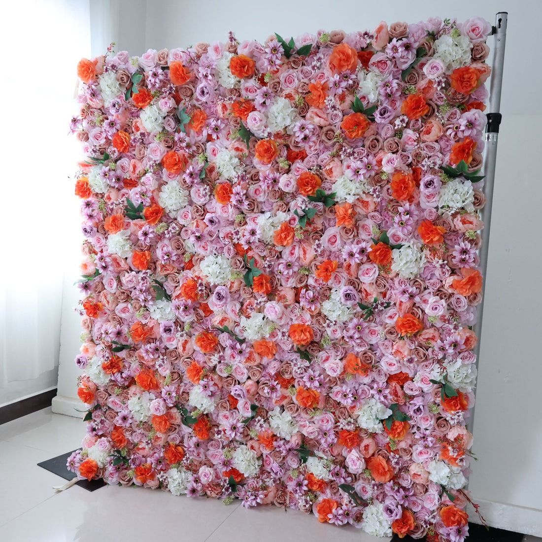 Valar Flowers Roll Up Fabric Artificial Flower Wall Wedding Backdrop, Floral Party Decor, Event Photography-VF-317