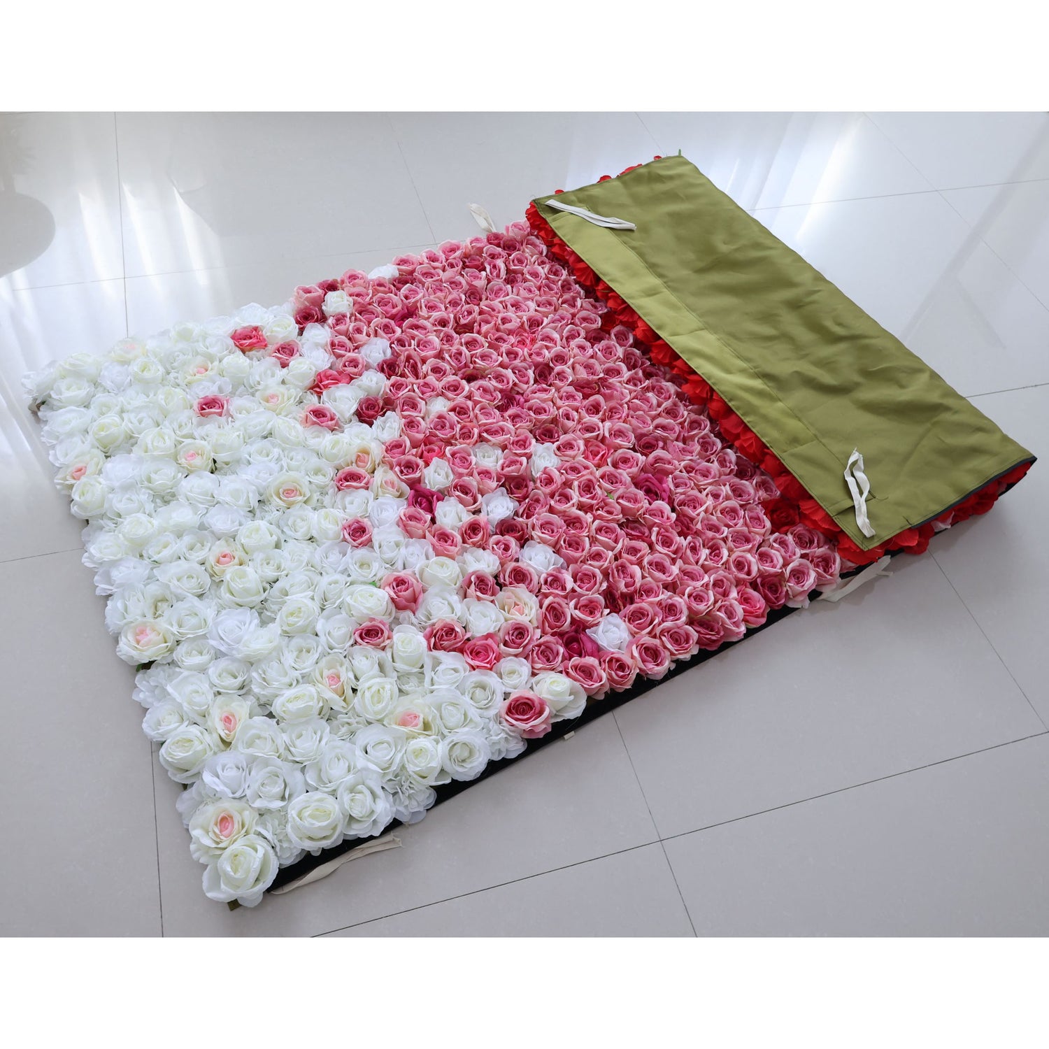 Valar Flowers Roll Up Fabric Artificial Red to White Gradient Flower Wall Wedding Backdrop, Floral Party Decor, Event Photography-VF-338