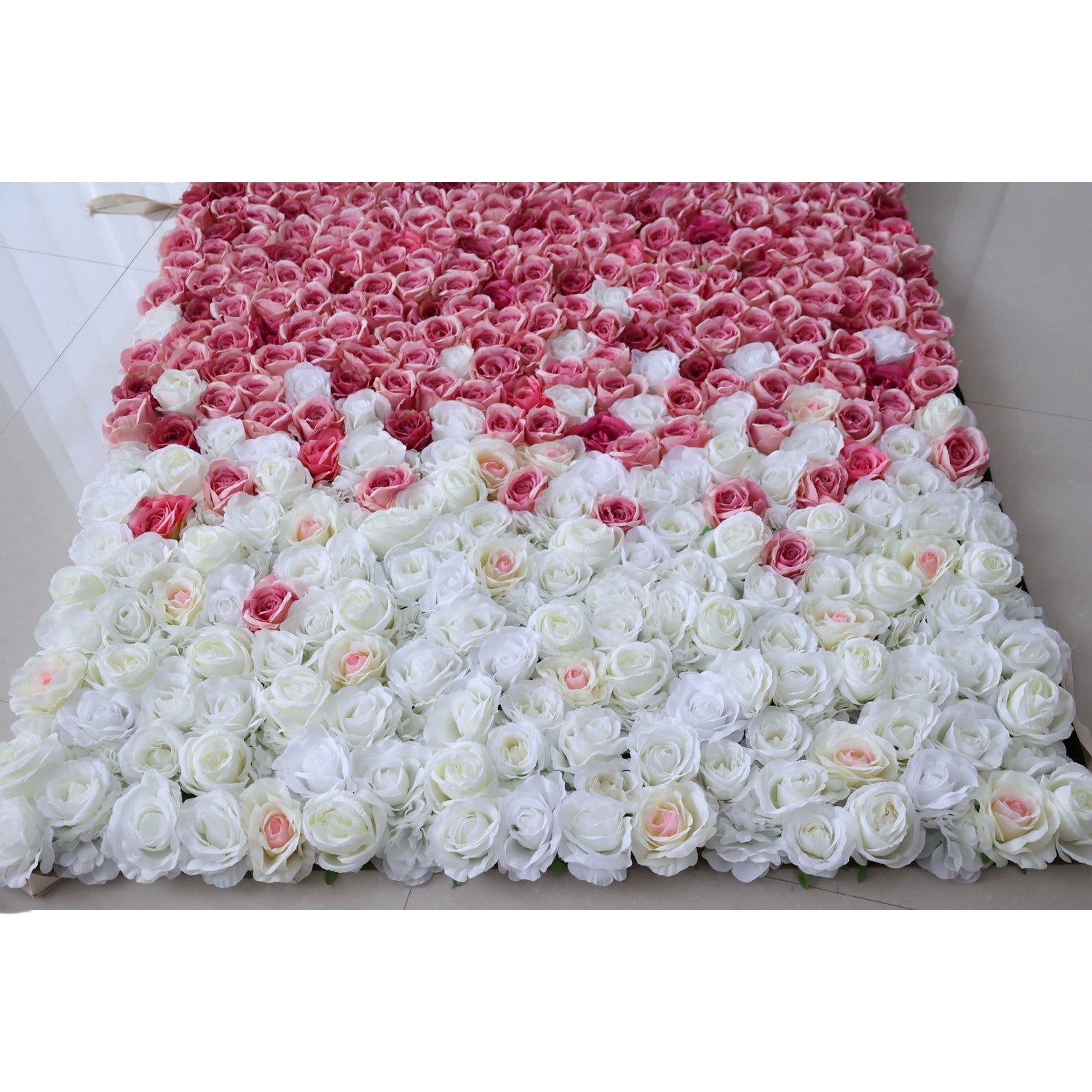 Valar Flowers Roll Up Fabric Artificial Red to White Gradient Flower Wall Wedding Backdrop, Floral Party Decor, Event Photography-VF-338