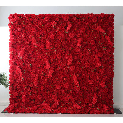 Valar fleurs Roll Up tissu artificiel fleur rouge vif mur mariage toile de fond, décor de fête Floral, événement photographie-VF-050