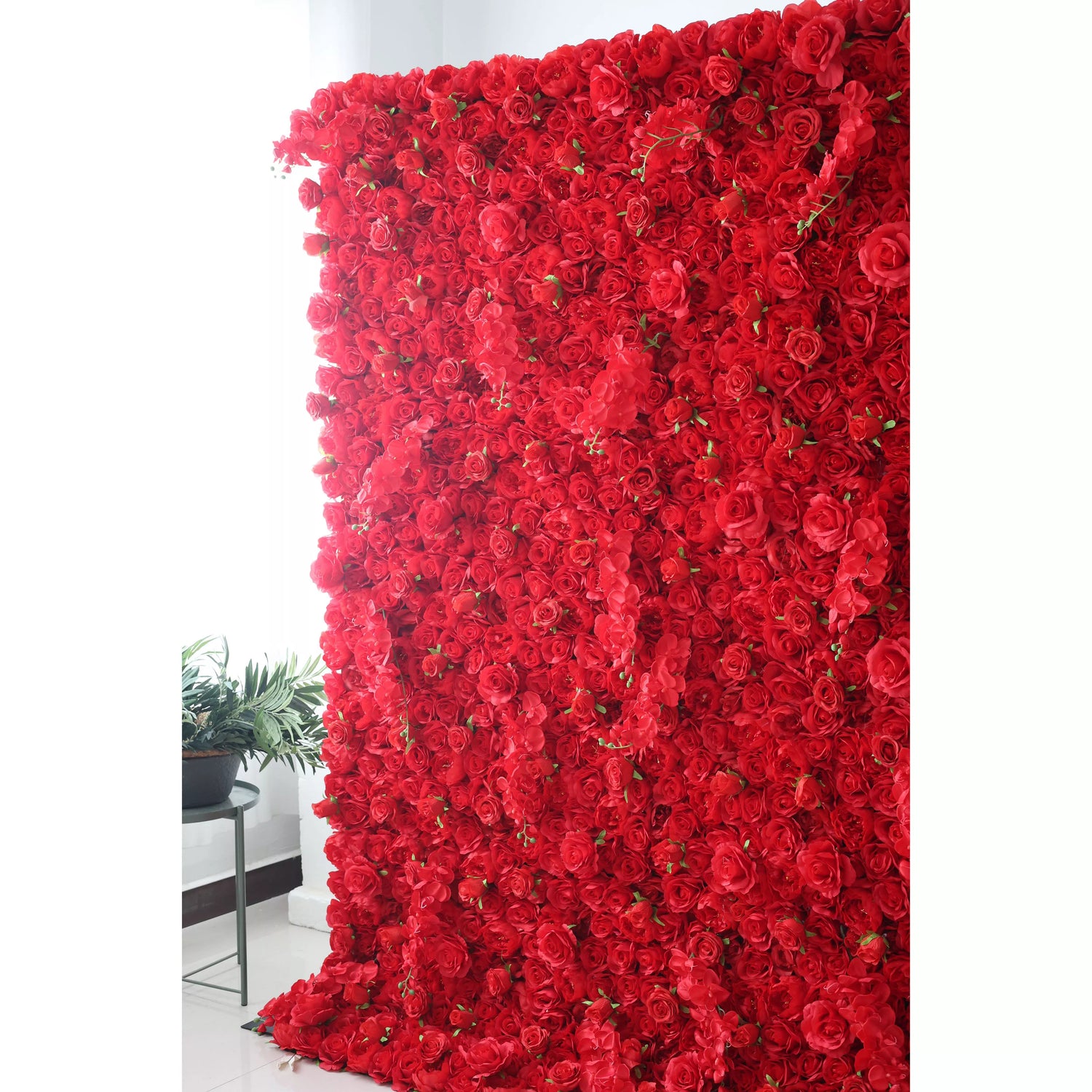 Valar Flores Roll Up Tecido Artificial Vivid Red Flower Wall Wedding Backdrop, Decoração Floral Festa, Fotografia Evento-VF-050