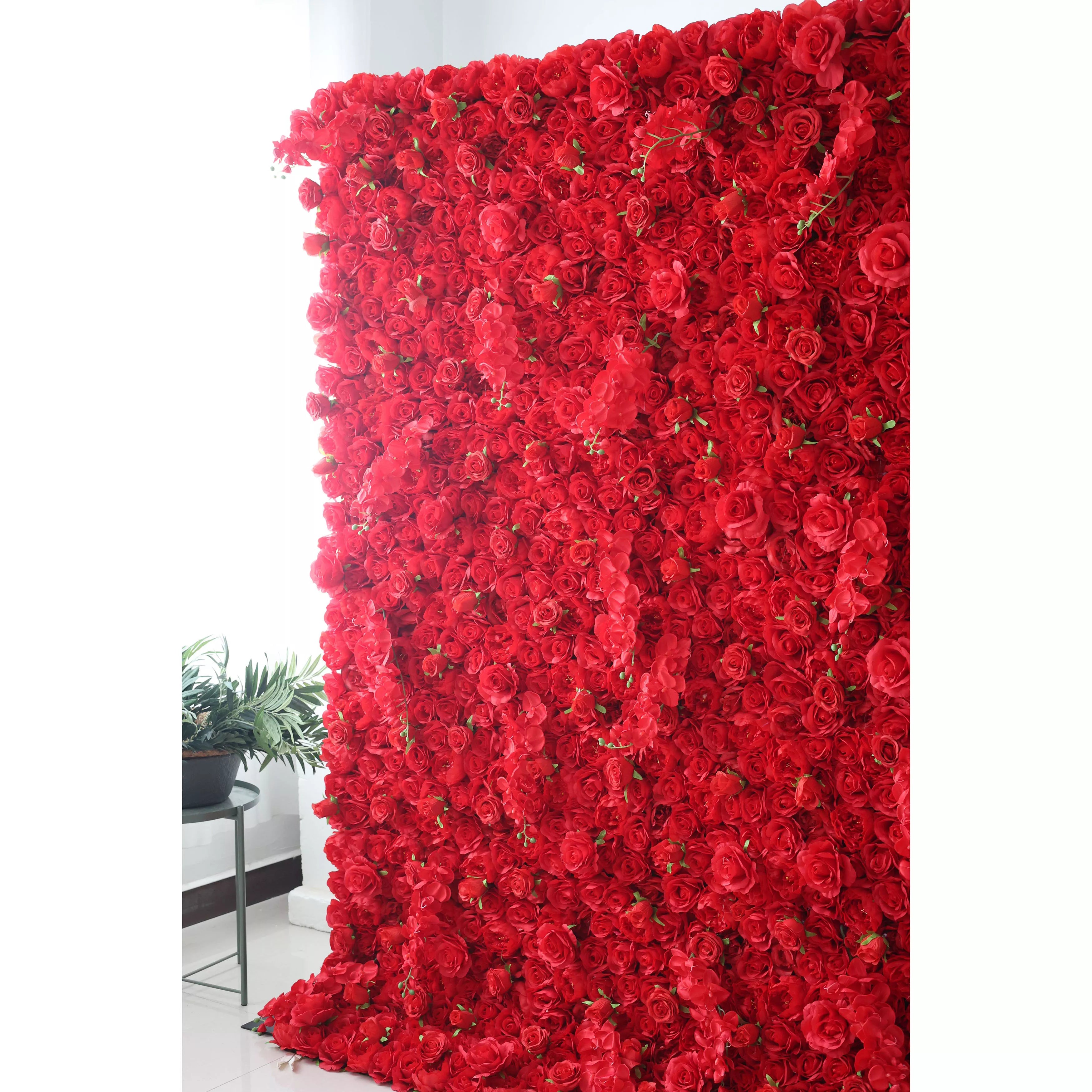 Valar Flores Enrollar Tela Artificial Vívido Rojo Vivo Pared De Flores Fondo De Boda, Decoración Floral De Fiesta, Fotografía De Eventos-VF-050