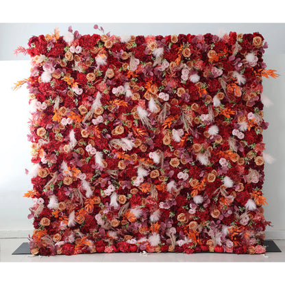 ValarFlowers Toile de fond murale florale artificielle : Fleurs ardentes - Palette de la Passion &amp; Fantaisie des plumes-VF-251