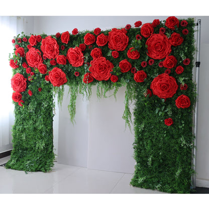 Valar Flowers Roll Up Fabric Artificial Flower Wall Wedding Backdrop, Floral Party Decor, Event Photography-VF-318