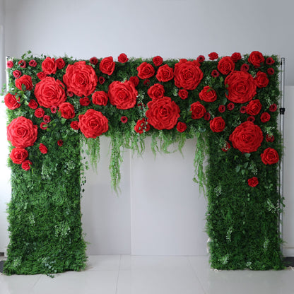 Valar Flowers Roll Up Fabric Artificial Flower Wall Wedding Backdrop, Floral Party Decor, Event Photography-VF-318