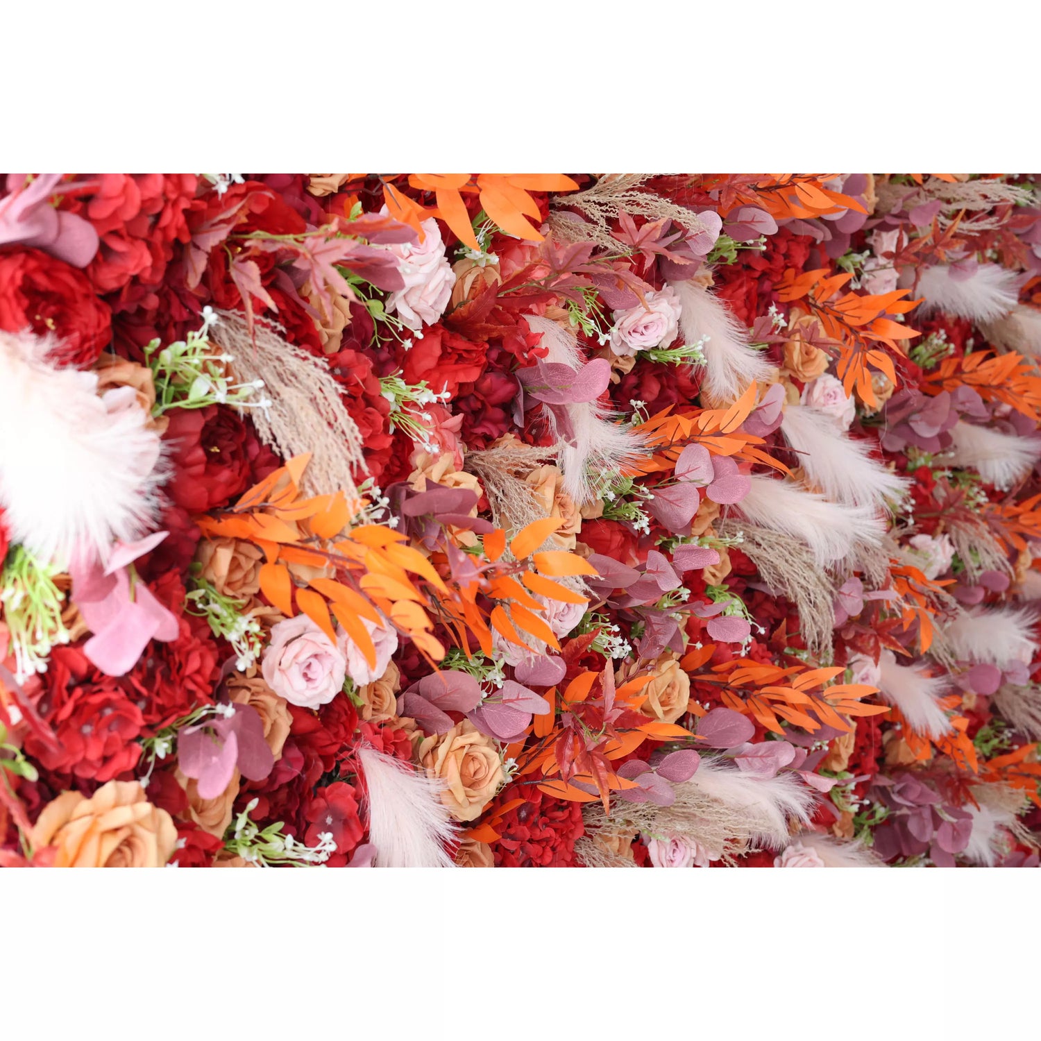 ValarFlowers Artificial Floral Wall Backdrop: Fiery Florals - Passion&