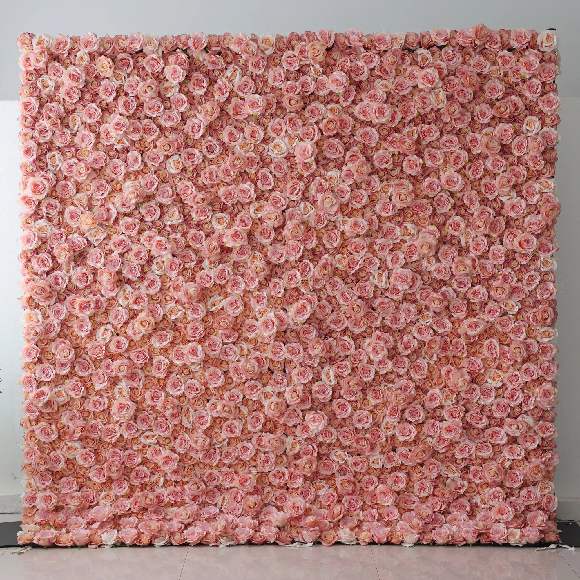 Valar Flowers Roll Up Fabric Artificial Turkish Rose and Oriental Pink Flower Wall Wedding Backdrop, Floral Party Decor, Event Photography-VF-054-2