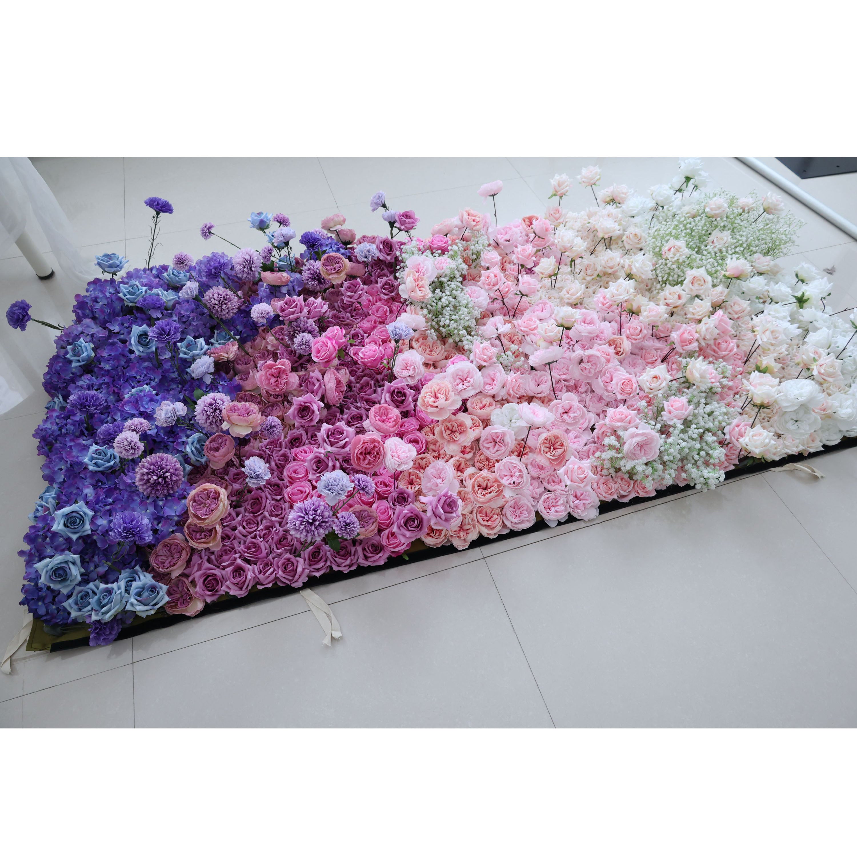 Valar Flowers Roll Up Fabric Artificial Flower Wall Wedding Backdrop, Floral Party Decor, Event Photography-VF-340