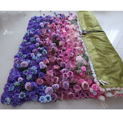 Valar Flowers Roll Up Fabric Artificial Flower Wall Wedding Backdrop, Floral Party Decor, Event Photography-VF-340