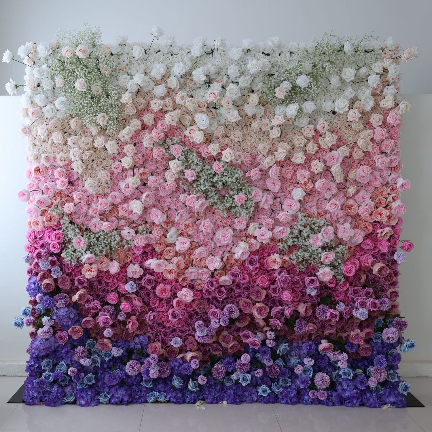 Valar Flowers Roll Up Fabric Artificial Flower Wall Wedding Backdrop, Floral Party Decor, Event Photography-VF-340