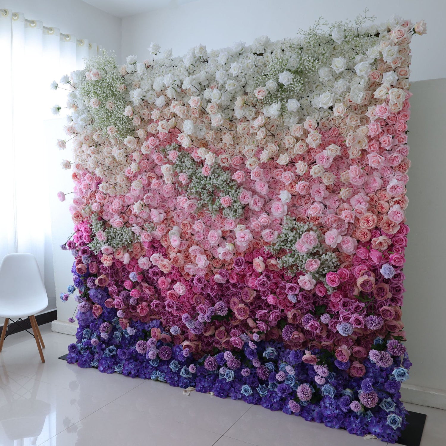 Valar Flowers Roll Up Fabric Artificial Flower Wall Wedding Backdrop, Floral Party Decor, Event Photography-VF-340