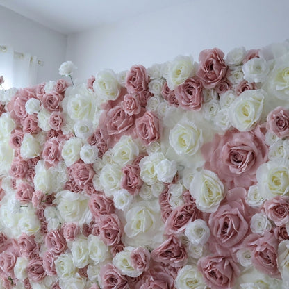 Valar Flowers Roll Up Fabric Artificial Flower Wall Wedding Backdrop, Floral Party Decor, Event Photography-VF-315