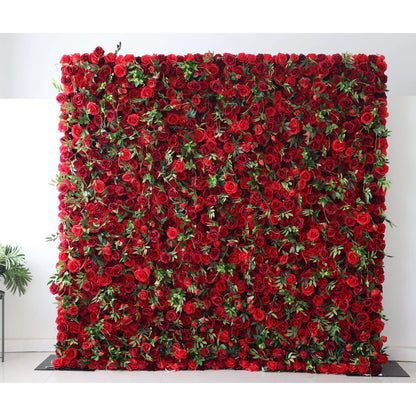 ValarFlowers Artificial Red Rose Wall Backdrop: Passionate Embrace - The Red Reverie-VF-257