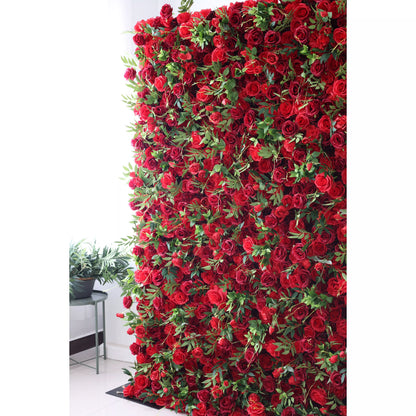 ValarFlowers Artificial Red Rose Wall Backdrop: Passionate Embrace - The Red Reverie-VF-257