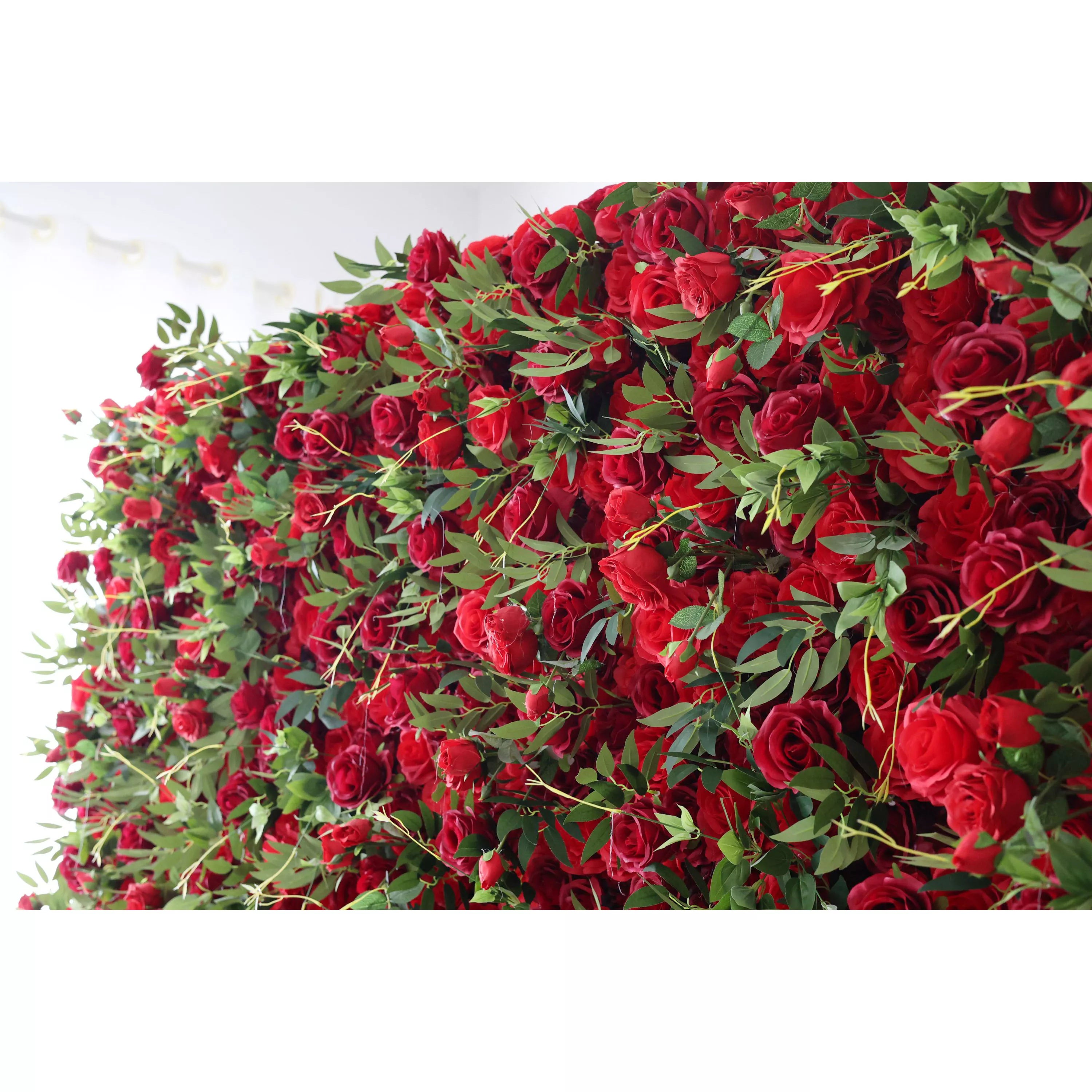 ValarFlowers Toile de Fond Murale Rose Rouge Artificielle: Étreinte Passionnée-La Reverie-VF-257 Rouge