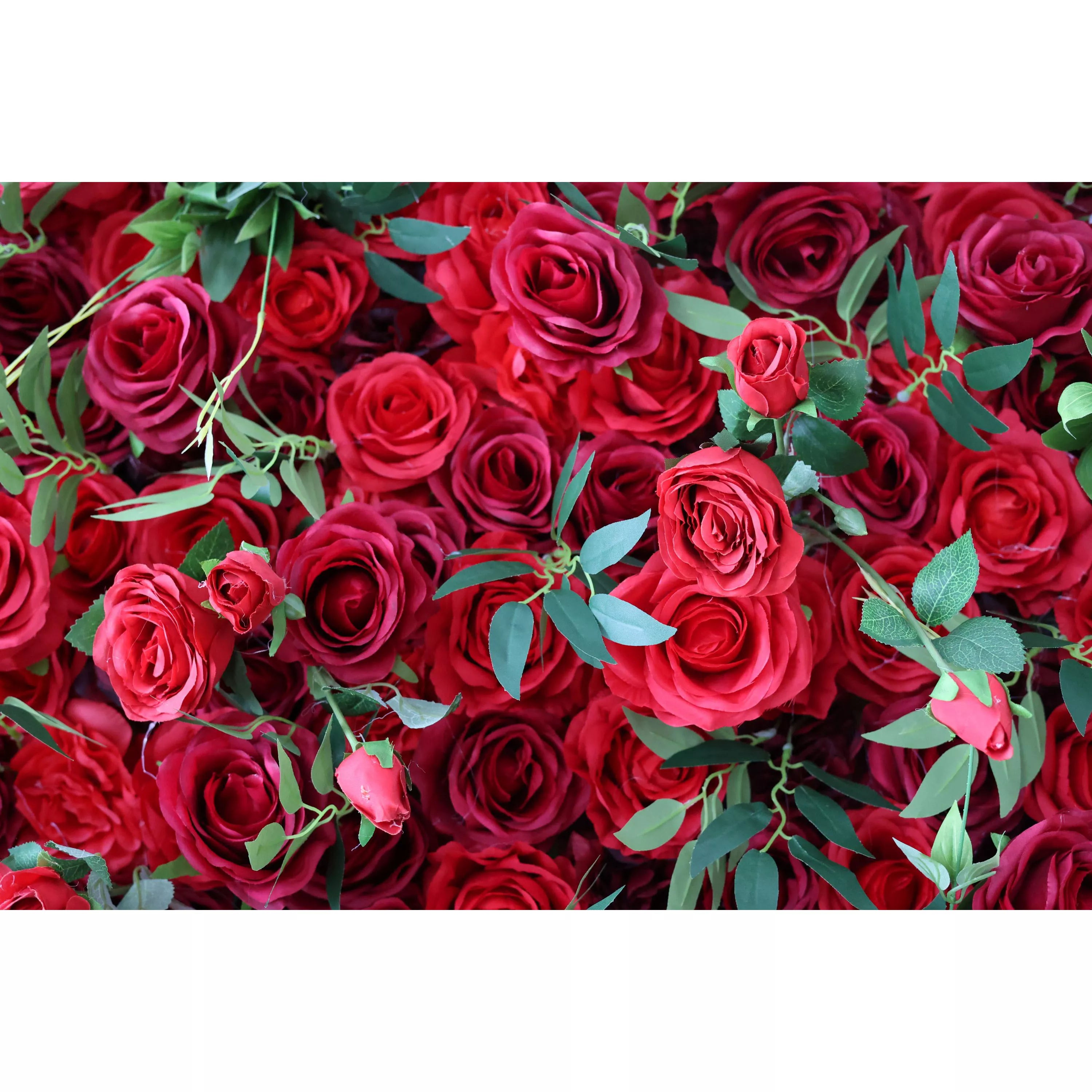 ValarFlowers Toile de Fond Murale Rose Rouge Artificielle: Étreinte Passionnée-La Reverie-VF-257 Rouge