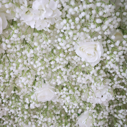 ValarFlowers Artificial Floral Wall Backdrop: Elysian Garden Artificial Floral Wall Backdrop: Ethereal White Blossoms Edition-VF-268