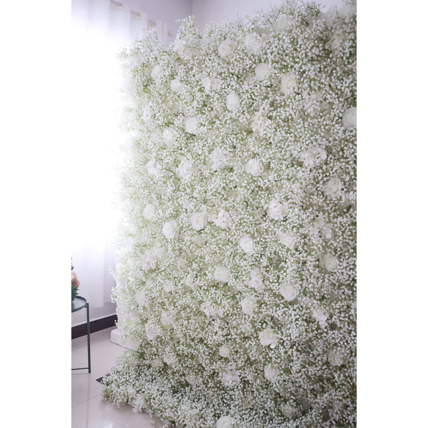 ValarFlowers Artificial Floral Wall Backdrop: Elysian Garden Artificial Floral Wall Backdrop: Ethereal White Blossoms Edition-VF-268