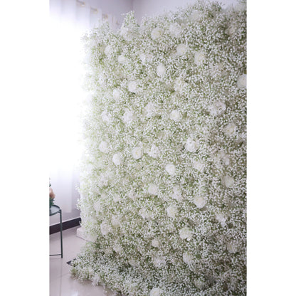 ValarFlowers Fondo de pared floral artificial: Elysian Garden Fondo de pared floral artificial: Flores blancas etéreas Edición-VF-268