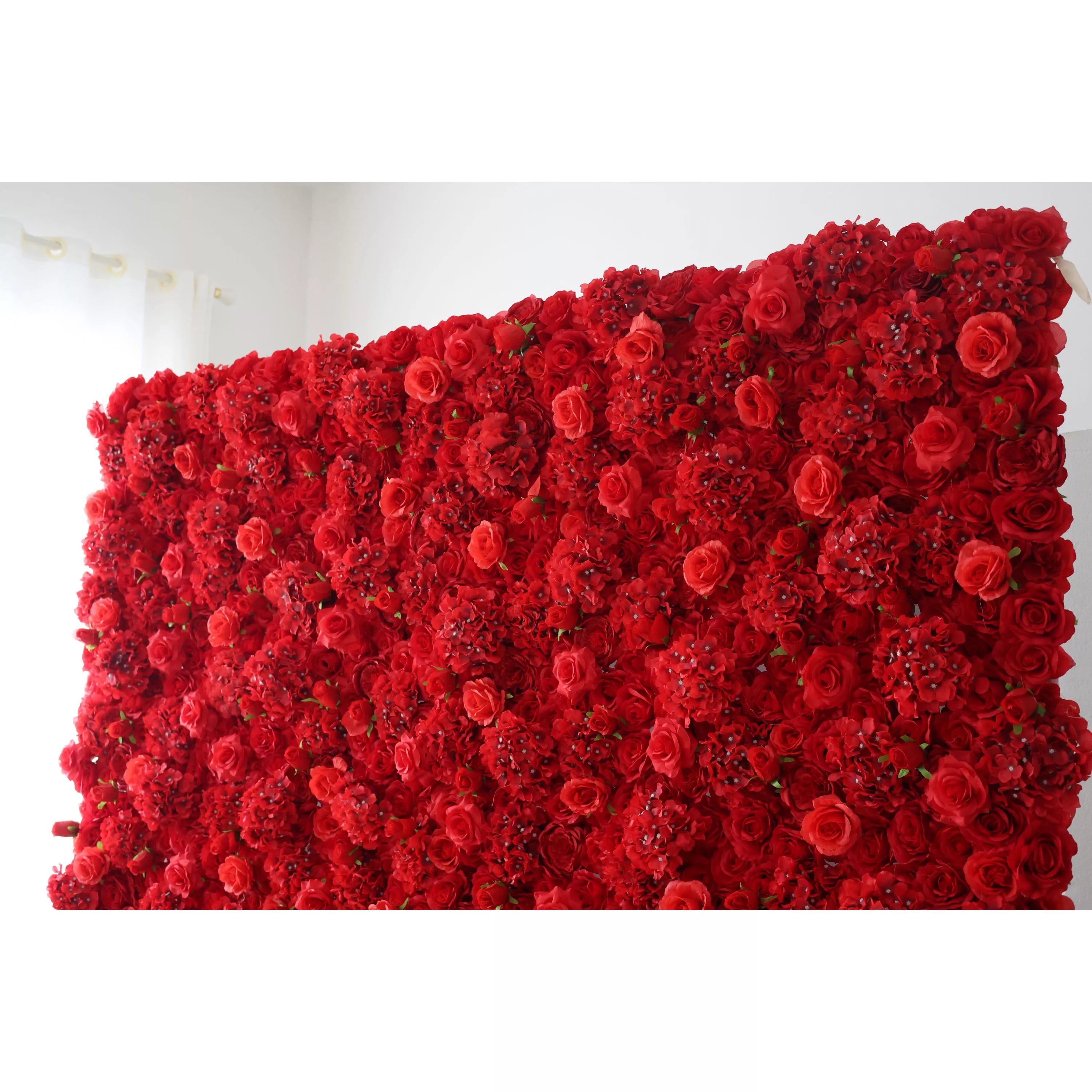 خلفية حائط على شكل وردة صناعية من ValarFlowers: Crimson Cascade - مجموعة Passionate Pulse Collection-VF-261