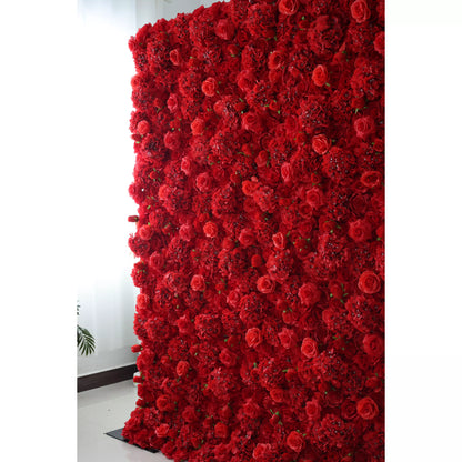 خلفية حائط على شكل وردة صناعية من ValarFlowers: Crimson Cascade - مجموعة Passionate Pulse Collection-VF-261