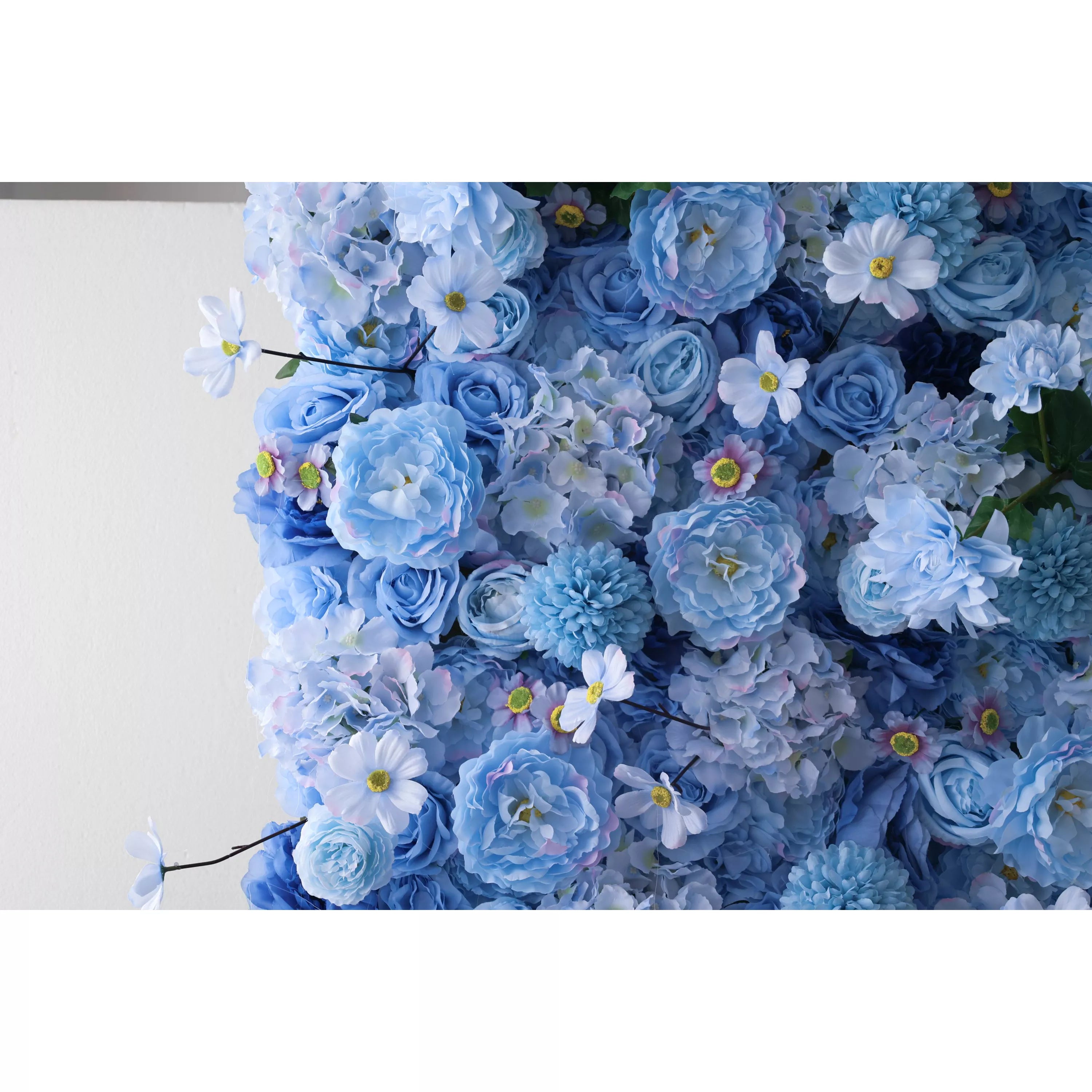 Valar Flowers Introduces: Azure Blooms Gala – An Enchanting Medley of Sky Blue &amp; Pearly White Fabric Flowers – Prime Floral Display for Summer Fetes, Celebrations &amp; Modern Home Accents-VF-219-4