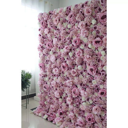 Valar Blumen Roll-up-Stoff künstliche Mischung lila Rose und weiße Blume Wand Hochzeit Hintergrund, Blumen Party Dekor, Event Fotografie-VF-048-3