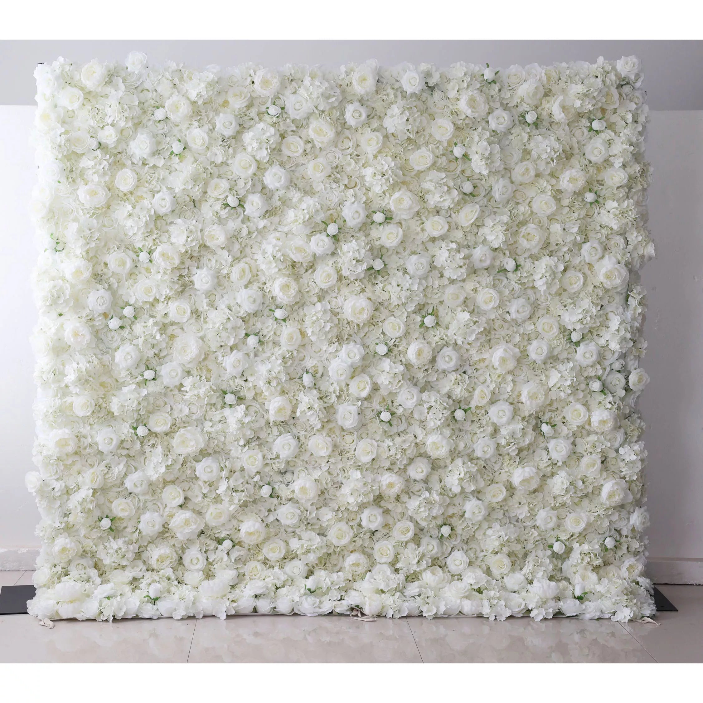 Valar Flowers Roll Up Fabric Artificial Lemon Green and White Rose Flower Wall Wedding Backdrop, Floral Party Decor, Event Photography-VF-056