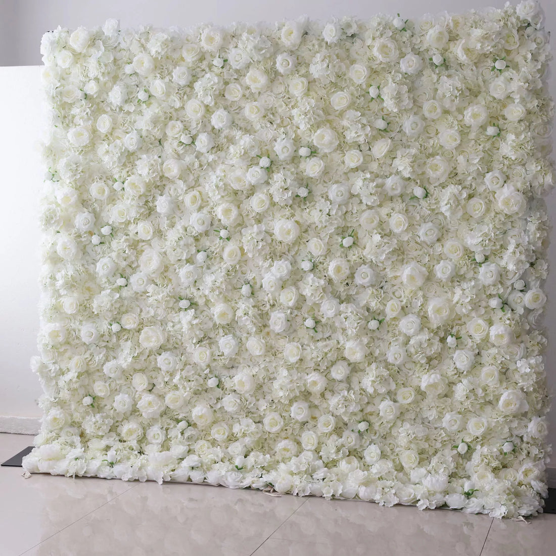 Valar Flowers Roll Up Fabric Artificial Lemon Green and White Rose Flower Wall Wedding Backdrop, Floral Party Decor, Event Photography-VF-056