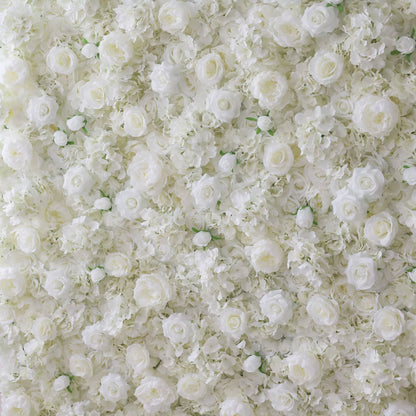 Valar Flowers Roll Up Fabric Artificial Lemon Green and White Rose Flower Wall Wedding Backdrop, Floral Party Decor, Event Photography-VF-056